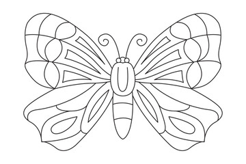 Butterfly black white logo isolated. Butterfly illustration. Beautiful insects isolated on white background. Spring summer seasons butterfly. design element. Coloring page Vector illustration