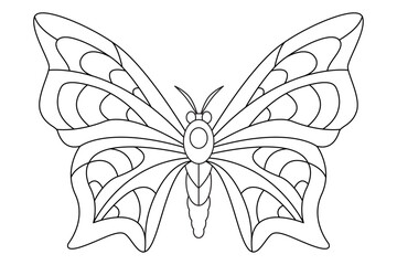 Butterfly black white logo isolated. Butterfly illustration. Beautiful insects isolated on white background. Spring summer seasons butterfly. design element. Coloring page Vector illustration