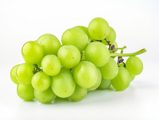 Fresh green grape isolated on white background. Minimalist style. 