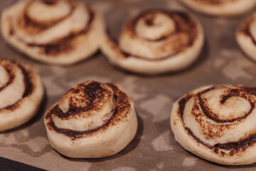 Obraz na płótnie Canvas dough cinnamon roll bakery
