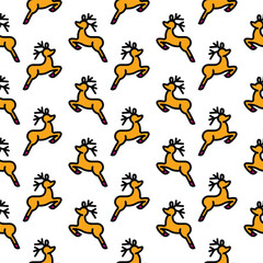 Seamless pattern. Original vector illustration. The icon of a Christmas tree toy in the form of a deer.