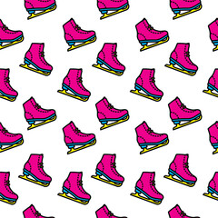 Seamless pattern. Original vector illustration. The icon of ice skates, or figure skating.