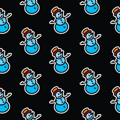 Naklejka premium Seamless pattern. Original vector illustration. The icon of a kind snowman in a top hat.