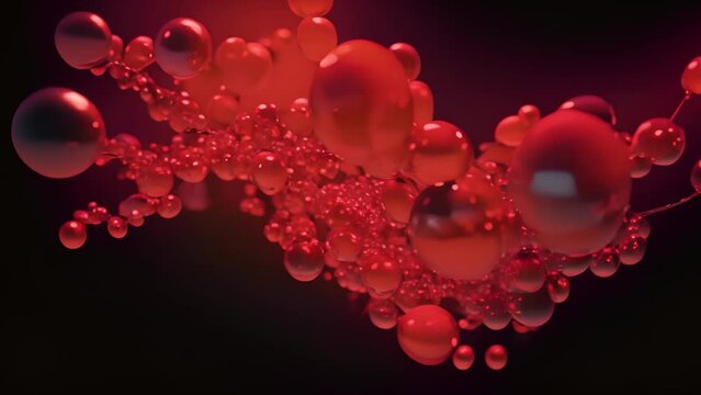 Animation molecules structure moving. Multiple shiny science, medical background 3D animation. Molecule or atom cell under a microscope inside human body colorful