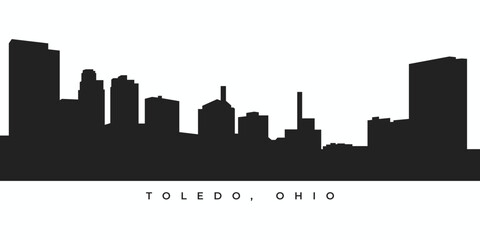 Toledo city skyline silhouette. Ohio cityscape illustration in black and white - obrazy, fototapety, plakaty