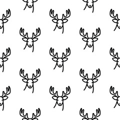 Seamless pattern. Original vector illustration. A deer icon with big horns.