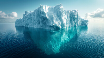 3d image sections of a.Iceberg floating in the middle of the sea. - obrazy, fototapety, plakaty
