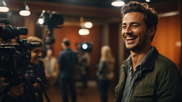 man in front of a television camera