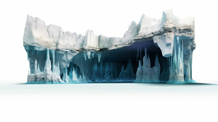 3d image sections of a cave formed by water erosion and ice melting.