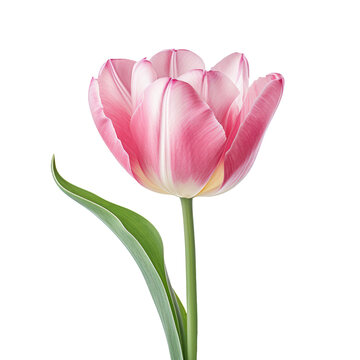 Tulip flower isolated on transparent background. Useful for beautiful floral design on holiday AI