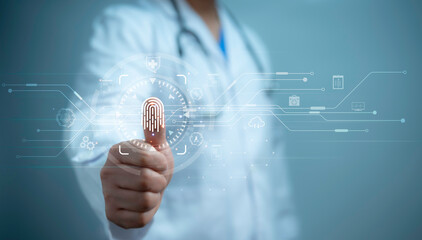 Medical cybersecurity.Security Health Care Concept. Medical Data Insurance and Safety. Medicine...