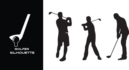 Fototapeta na wymiar silhouette of a person. Silhouette of a golf player isolated on white background 