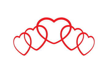 vector heart chain. five pieces heart design