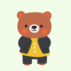 Vector flat cute bear illustration with white background