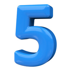 5 number blue 3d render