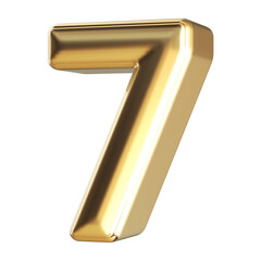 7 number golden 3d render