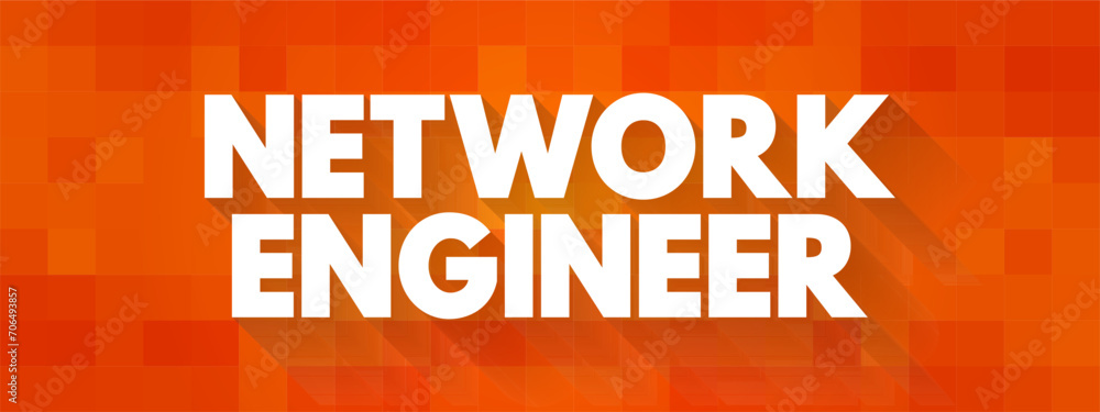 Poster network engineer - set up, develop and maintain computer network within an organisation, text concep