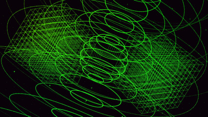 Abstract green plexus of moving globe dots and lines. The network is his digital connection.