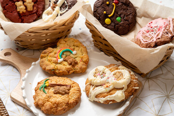 Vintage, American, cookie, macaron, Americano, cafe latte, latte, coffee, green grape, grapefruit, passion fruit, ade