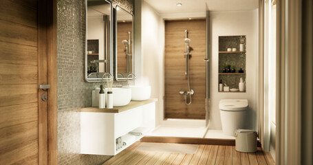 Hand washing sink in the bathroom modern japan style.