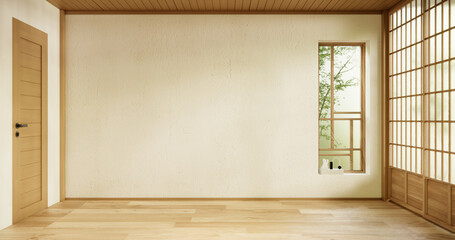 cleaning Interior, Empty room and tatami mat floor room modern style.