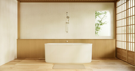 The Bath and toilet on bathroom japanese style.