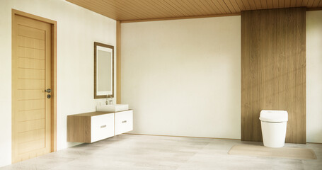 Toilet and decoartion on modern zen toilet room japan style.