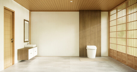Toilet and decoartion on modern zen toilet room japan style.