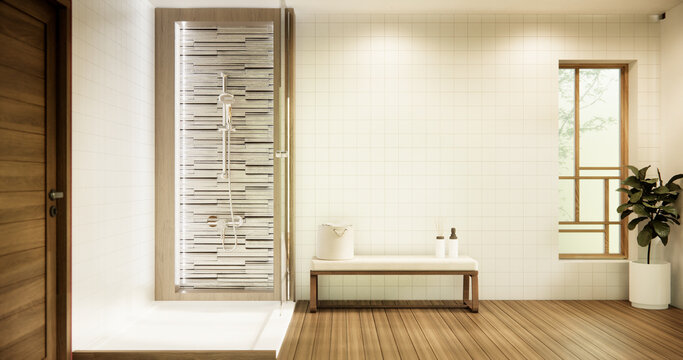 shower on wall design in bathroom modern zen style.