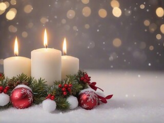 Fototapeta na wymiar christmas candle and decorations