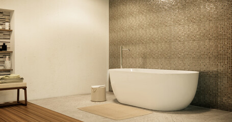 The Bath and toilet on bathroom japanese style.