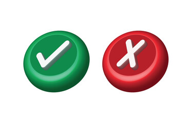 vector 3d approval and cancel symbols. approval and cancellation concept