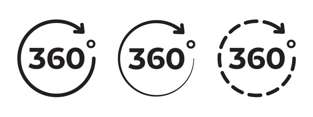 vector 360 degrees symbols - obrazy, fototapety, plakaty