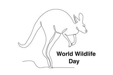 A Kangaroo is running. World Wildlife Day one-line drawing