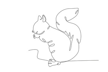 A squirrel is climbing. World Wildlife Day one-line drawing