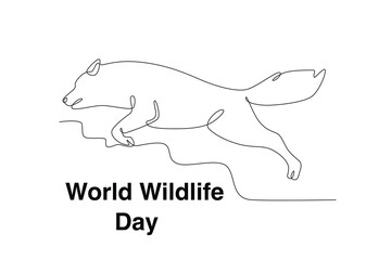 A ferret is running. World Wildlife Day one-line drawing