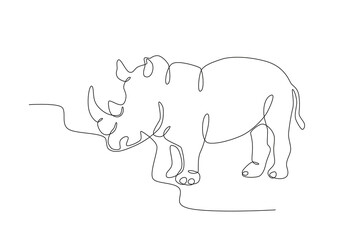 A walking rhino. World Wildlife Day one-line drawing