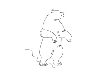 A bear stands on its hind legs. World Wildlife Day one-line drawing