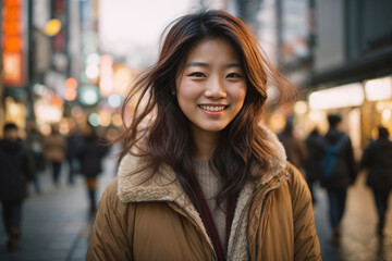 Asian woman in the city street