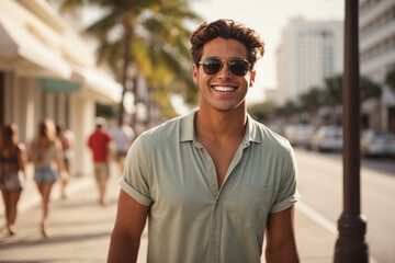 Obraz premium portrait of a adult man in the Miami city street
