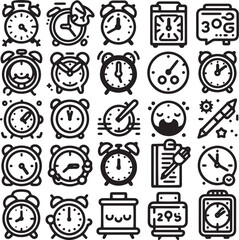 Set of simple clock icons timer stopwatch time alarm clock