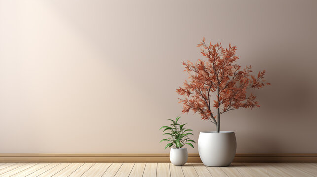 Contemporary minimalist empty interior with blank wall. illustration mock up.