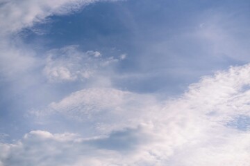 Fototapeta premium Summer blue sky cloud gradient light white background. Beauty clear cloudy in sunshine calm bright winter air bacground. Gloomy vivid cyan landscape in environment day horizon skyline view spring wind