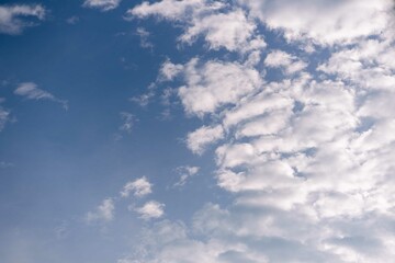 Summer blue sky cloud gradient light white background. Beauty clear cloudy in sunshine calm bright winter air bacground. Gloomy vivid cyan landscape in environment day horizon skyline view spring wind