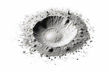 Moon crater on white background. Generative AI