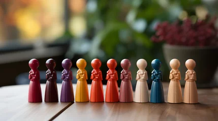 Fotobehang Wooden people figures divided into groups © alexkich
