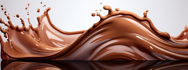splash of chocolate or Cocoa. 3d illustration. - obrazy, fototapety, plakaty