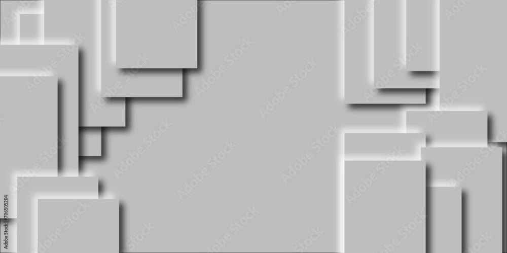 Poster white abstract geometric background with white paper sheets soars as abstract spaces with rectangles