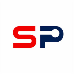 Letter S P logo design with cross in negative space. Vector illustration.