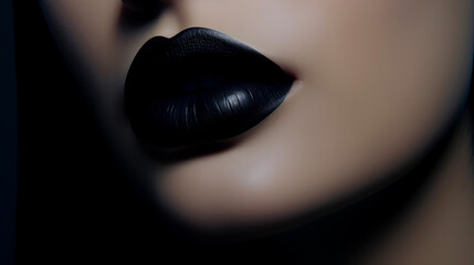 Captivating Black Lipstick Close-Up in Glamorous Beauty Photography